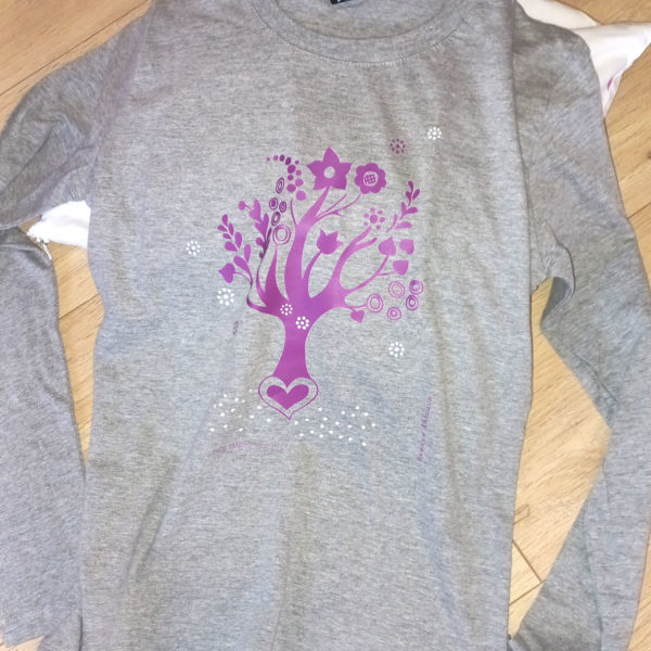 tee shirt arbre de vie gris chiné manches longues