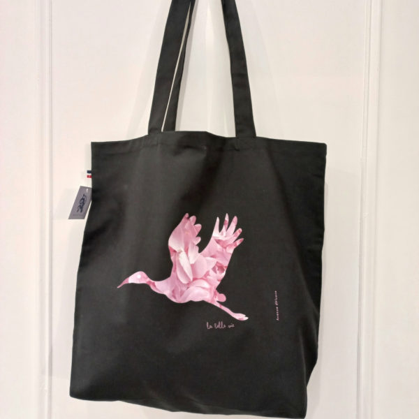 Sac shopping noir cigogne – Image 2