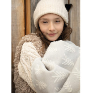 Plaid gris clair aux sapins blancs