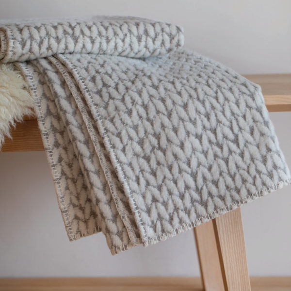 Plaid écru effet tricoté