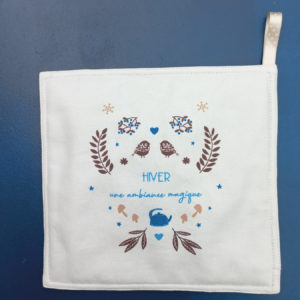 Manique oiseaux de Noël ambiance bleue