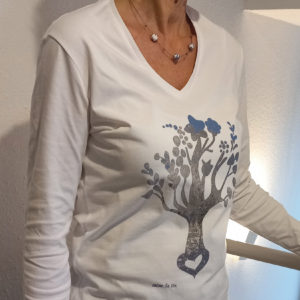 tee-shirt blanc arbre de vie enneigé