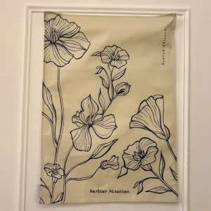 Torchon beige "fleurs de lin"